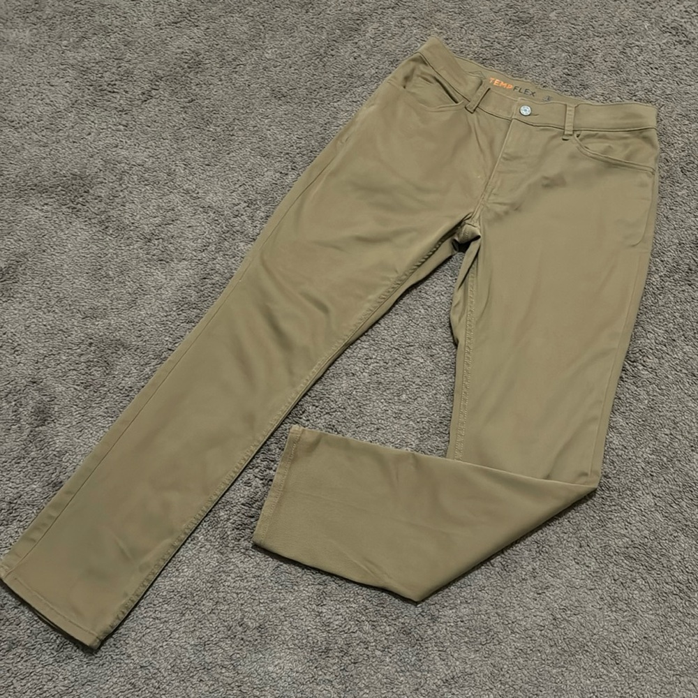 Men’s St John’s Bay Temp Flex Trousers-30x30-Sand Color-Stretchy Recycled Poly - Picture 2 of 12